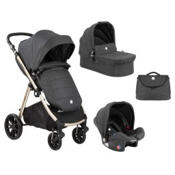 Kikka Boo Kolica za bebe Ugo 3u1 set sa autosedištem i tvrdom korpom - Crna