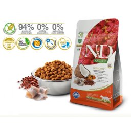 N&D Suva hrana Cat Quinoa Skin&Coat, Herring, Coconut-Curcuma 300g