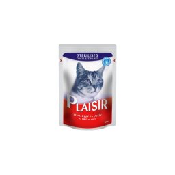 Plaisir Vlažna hrana preliv za sterilisane mačke govedina 100g
