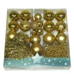 Novogodišnji set kuglica,lanac, girlanda,špic, zlato 51-952000