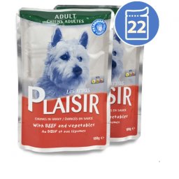 Plaisir preliv Vlažna hrana za pse govedina i povrće 100g x 22kom pakovanje