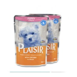 Plaisir Vlažna hrana preliv za pse junior piletina 100g