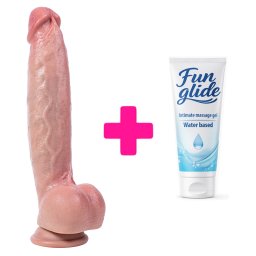 Savitljivi silikonski dildo Hyper Realistic Dildo 25cm i lubrikant ku169