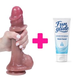 Silikonski dildo sa kozicom koja se pomera 23cm i lubrikant ku171