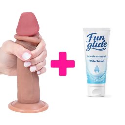 Silikonski dildo sa kozicom koja se pomera 18cm i lubrikant KOMBINUJ I UŠTEDI 170