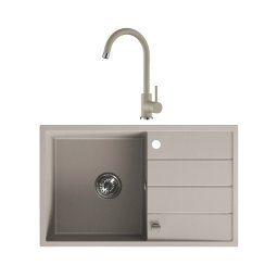 Set Granitna sudopera Valterra LYON u bež boji sa lučnom slavinom 780x480 mm