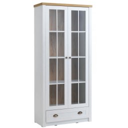 Vitrina 2 vrata bela/hrast 2
