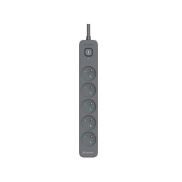 TRACER Produzni kabl 1.8m 5 uticnica sa prenaponskom zastitom i prekidacem grafit TRALIS47023