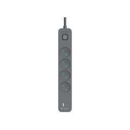 TRACER Produzni kabl 1.5m 4 uticnice sa USB I Type-C konektorom PD 20W sa prenaponskom zastitom i prekidacem grafit TRALIS47026