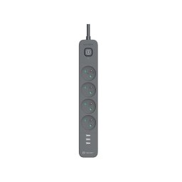 TRACER Produzni kabl 1.5m 4 uticnice sa 3 USB porta sa prenaponskom zastitom i prekidacem grafit TRALIS47026