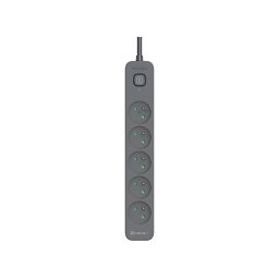 TRACER Produzni kabl 1.5m 5 uticnice sa 2 USB porta sa prenaponskom zastitom i prekidacem grafit TRALIS47813