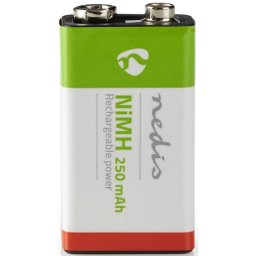 Nedis BANM9HF91B, Punjiva NiMH baterija E-Block 8,4 V DC, 250 mAh, 1 pakovanja, 6LR61