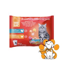 Wise Cat Adult Juicy Turkey & Chicken in Sauce 4x100g, Za Vitalnost Mačaka