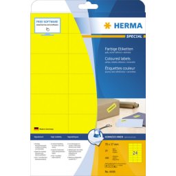 Herma etikete 70X37 A4/24 1/20 žuta ( 02H4466 )