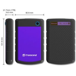 Transcend TS1TSJ25H3P External HDD 1TB, USB 3.0, 2.5", Black/Purple