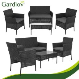 Gardlov Baštenski Set Klupa Sto i Fotelje Crni Ratan ( 2090 )