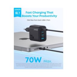 Anker Zolo 70W 4-porta(3x USB-C i 1x USB-A) zidni punjač crni
