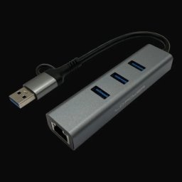 LC Power lc-hub-c-multi-9 usb-a/usb-c hub with 3x usb-a + rj45 antracit black ( 24959 )