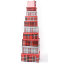 Novogodišnja kutija tartan red grey ( 43505 )