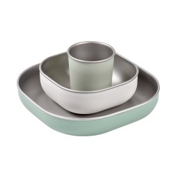 BEABA Set za jelo od nerđajućeg čelika - sage green