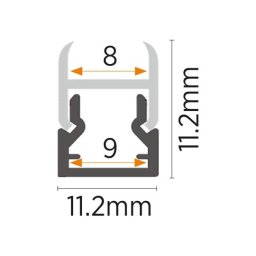 Aluminijumski profil za LED trake za staklo 11,2 × 11,2 mm (Boja profila: Crna)