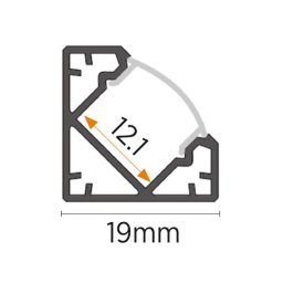 Ugaoni aluminijumski profil za LED trake 19 × 19 mm (Boja profila: Siva)