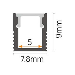 Nadgradni aluminijumski profil za LED trake 7,8 × 9 mm (Boja profila: Crna)