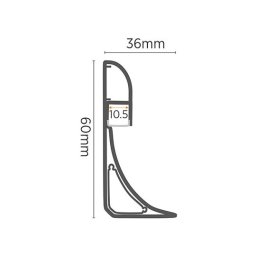 Podna ugaona aluminijumska lajsna za LED trake 36 × 60 mm (Boja profila: Bela)