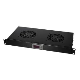 Logilink ventilator panel sa 2 ventilatora i termostatom, 1U, 465 x 220, crni
