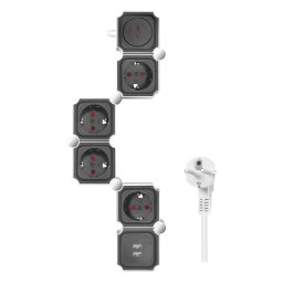Logilink fleksibilni produžni kabl 4 mesta, 2 USB, 1.5m