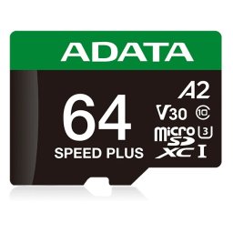 Micro SDXC 64GB A-Data Class 10 + adapter 160/140 MB/s UD64GUI3V30A2SP-RA1