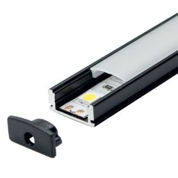 Crni nadgradni aluminijumski profil za LED trake 17,4 × 7 mm (Boja difuzora: Crna)
