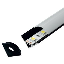 Crni ugaoni aluminijumski profil za LED trake 15,8 × 15,8 mm (Boja difuzora: Bela)