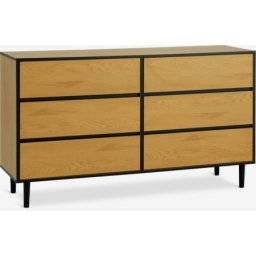 Komoda 3+3 fioke topao hrast/crna