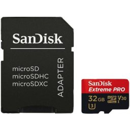 Sandisk extreme pro microsdhc 32gb + sd adapter a1 c10 v30 uhs-I u3 ( sdsqxcg-032g-gn6ma )