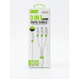 Bavin kabl 3u1 60W Type C na Type Lightning/C/Micro 120cm bela - CB412 ( 90144 )