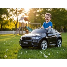 BMW X6 M Licencirani dvosed na akumulator sa kožnim sedištima i mekim gumama - Crni
