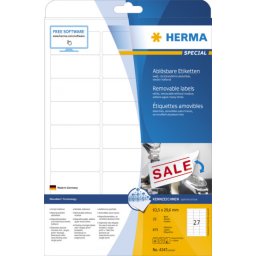 Herma etikete 63X29,6 A4/27 1/25 removable ( 02H4347 )
