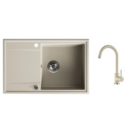 Valterra NIKO 780 set – bež granitna sudopera 780x500 mm sa bež lučnom slavinom
