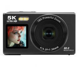 X-Cell Digitalna kamera 5K 80 MP, 18x Zoom, Wi-Fi crna