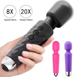 Mini AV Wand vibrator (vodootporan, 20 brzina) crna