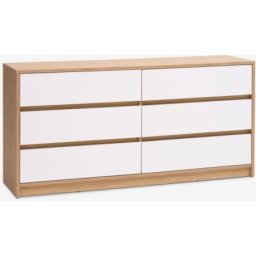 Komoda 3+3 biela/natur hrast