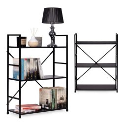 LOFT polica sa 3 police i metalnim okvirom – Black ModernHome