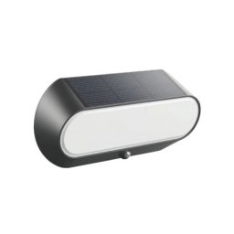 Ovalna solarna zidna lampa sa senzorom pokreta, 5W, 500lm, 4000K, crna ( 145-20826 )