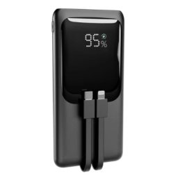 Gembird PB10-PD20-LCD-01 20 W prenosni punjač sa brzim punjenjem i integrisanim kablovima, 10000 mAh