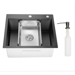 Inox čelična sudopera u grafit crnoj boji 550 × 500 mm sa Dozerom za deterdzent, korpicom i Besplatnim sifonom