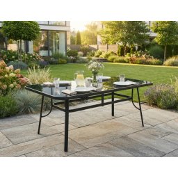 Alberg Baštenski sto 150 × 95 × 72 cm kaljeno staklo - metalna konstrukcija ( KLK2642 )