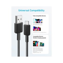 Anker 322 USB tip-A na USB tip-C kabl M/M 0.9m, 18W, pleteni, crni