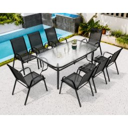 Garden sto sa 8 stolica set - kaljeno staklo