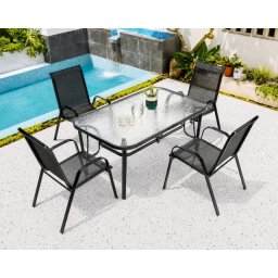 Garden sto sa 4 stolice set - kaljeno staklo